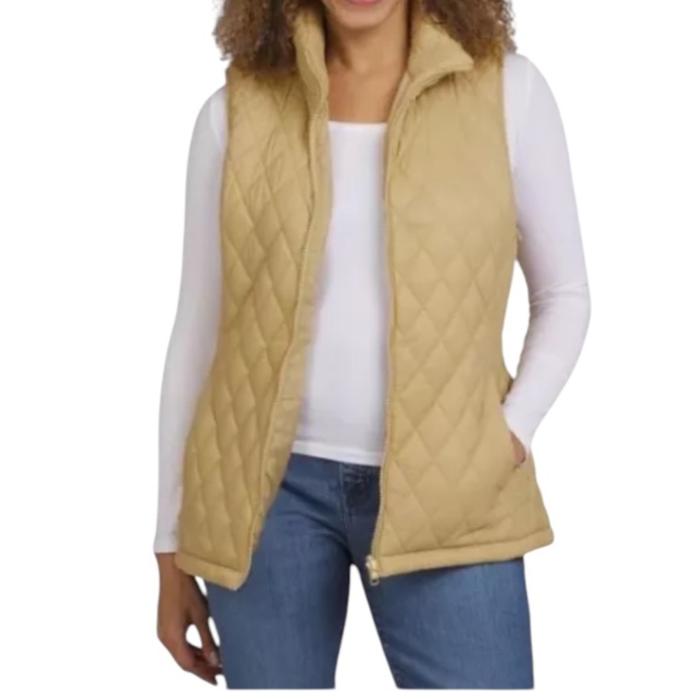 Lands End Womens M Adjustable Hood w/visor 3 in 1 Jacket Systems Tan Beige NWT - Picture 2 of 16